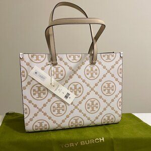 TORY BURCH T Monogram Contrast Embossed Tote (NWT)